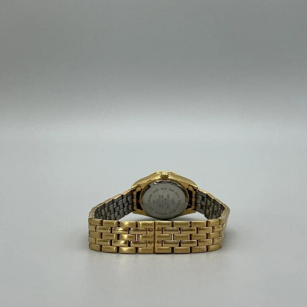 Waltham Womens Watch 24mm Gold Tone Bracelet Crystal Bezel Date New Battery 7.5